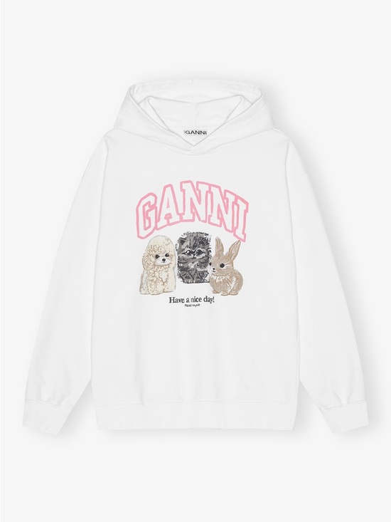 Ganni Tops - GANNI WHITE ANIMAL PRINT HOODIE IN BRIGHT WHITE